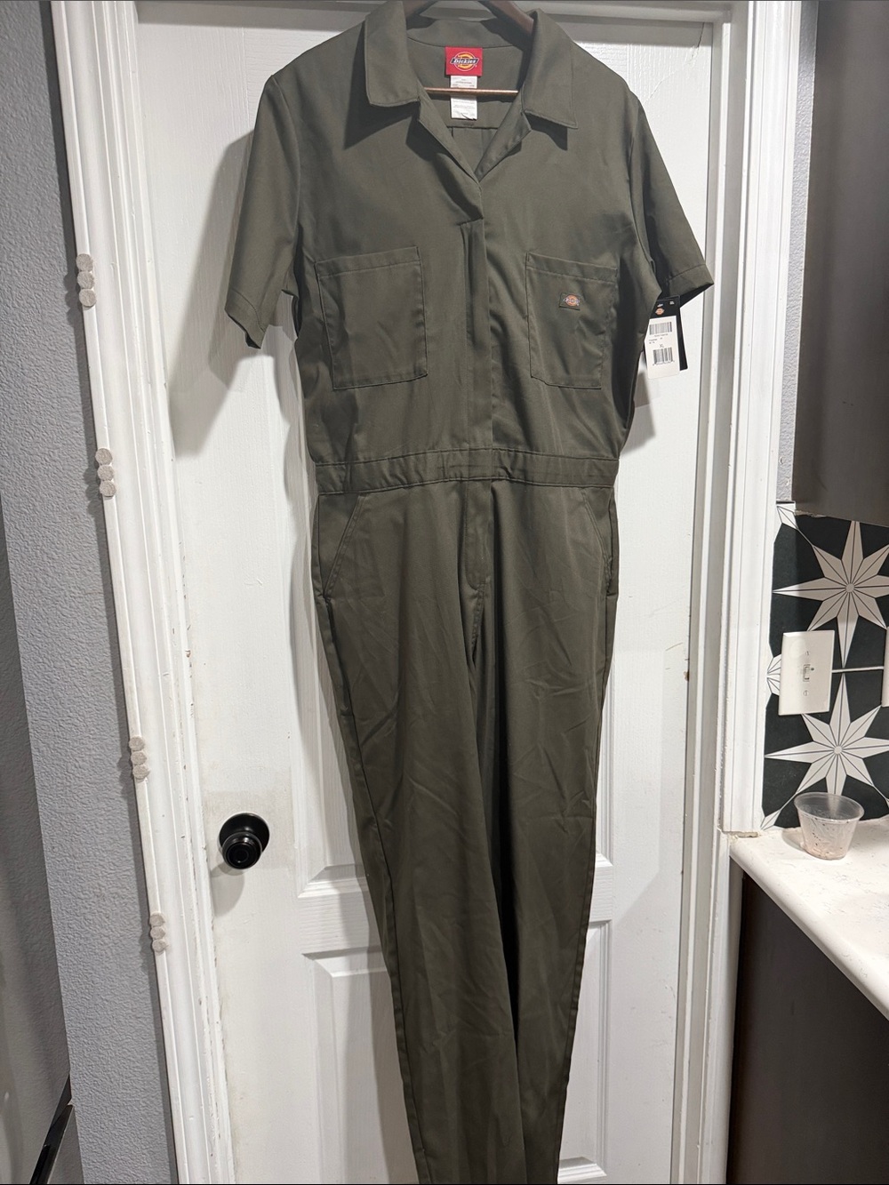Dickies Olive Utility Short-Sleeve Jumpsuit